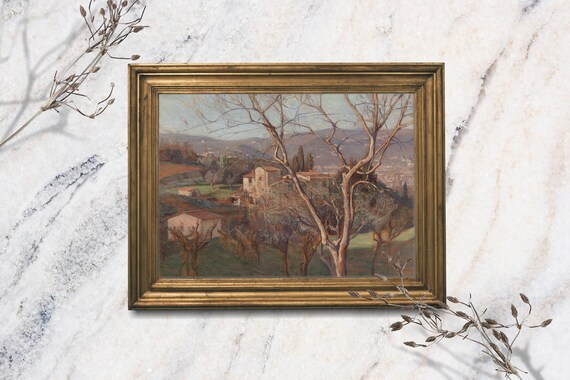Tuscan Villa Cypress Trees Rolling Hills Italian Countryside Art Print