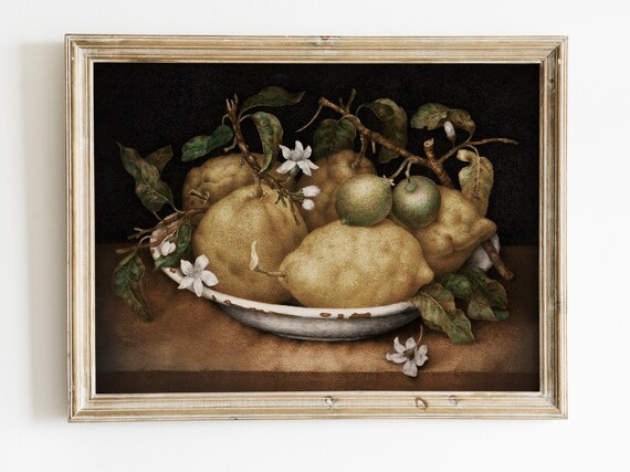 Farmhouse Print Dark Moody Vintage Rustic Kitchen Painting Country