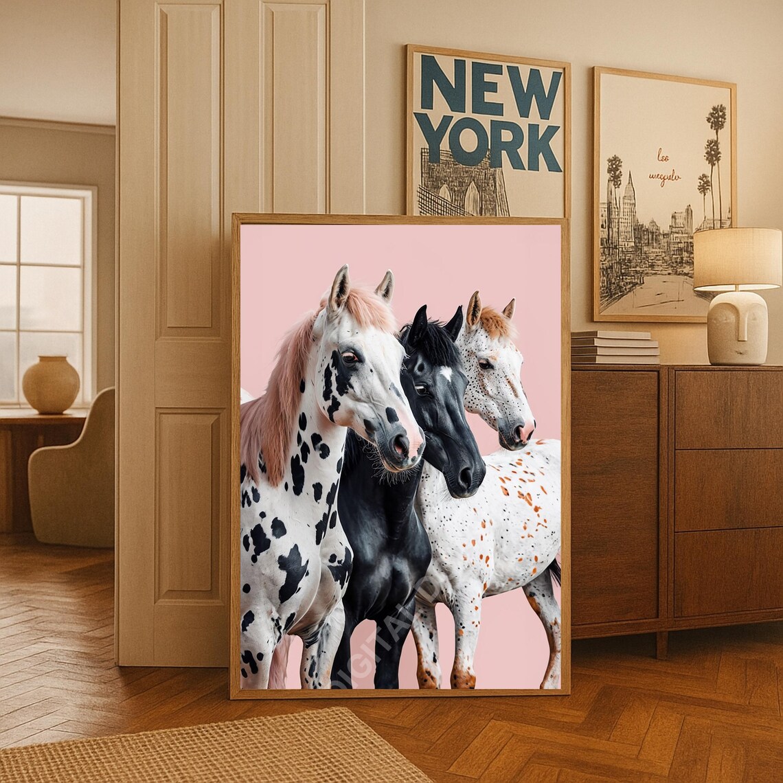 Spotted Appaloosa Horses Trio Pink Fashion Equestrian Photo Poster
