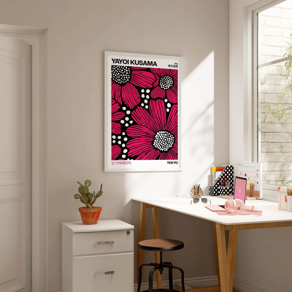 Trendy Pink Wall Art Print For Girls Room Poster Bedroom Floral Poster Teen Girl Flower Wall Art Colourful Art Quirky Statement Art - Image 4