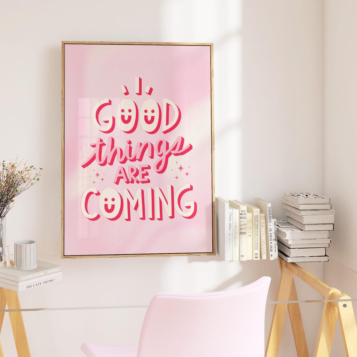 Good Things Are Coming Pink Playful Bubble Lettering Quote Poster - Image 2