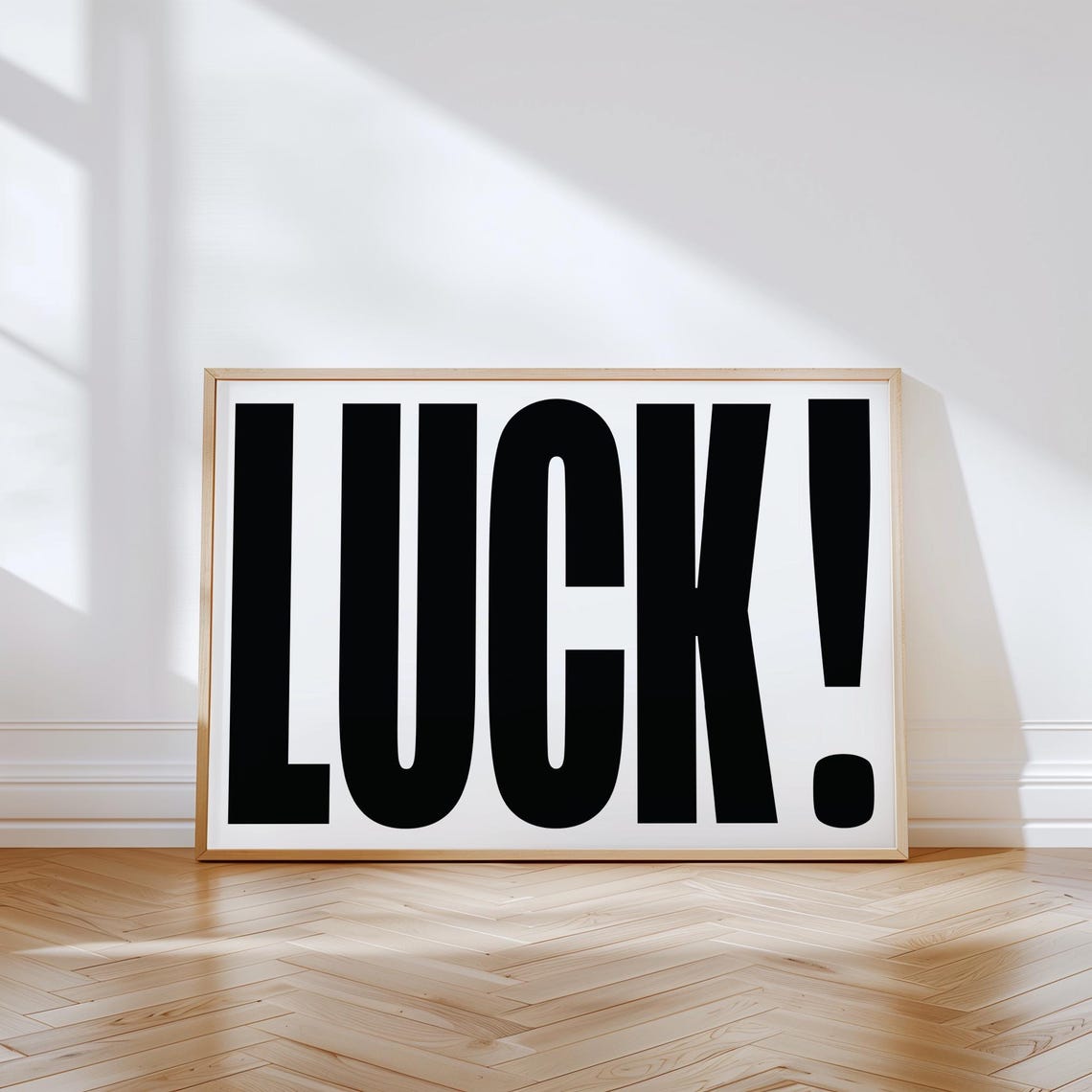 Luck Bold Black White Typography Good Fortune Poster Art Decor