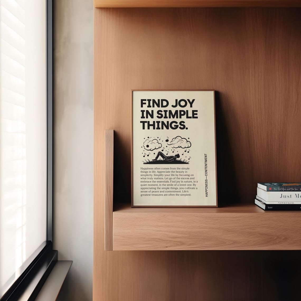 Find Joy in Simple Things Relaxing Meadow Motivational Quote Poster - Image 2