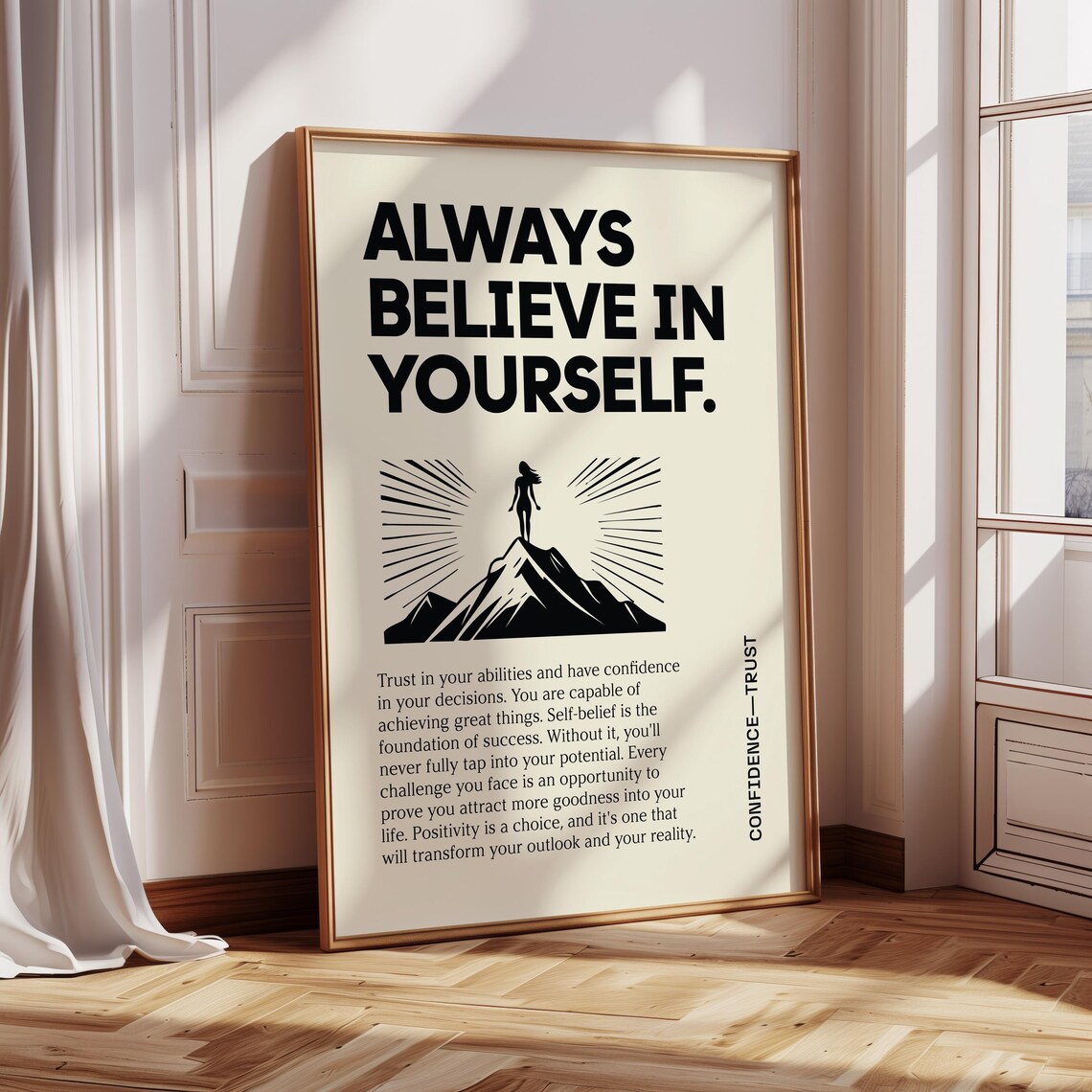 Always Believe In Yourself Motivational Mountain Peak Quote Poster