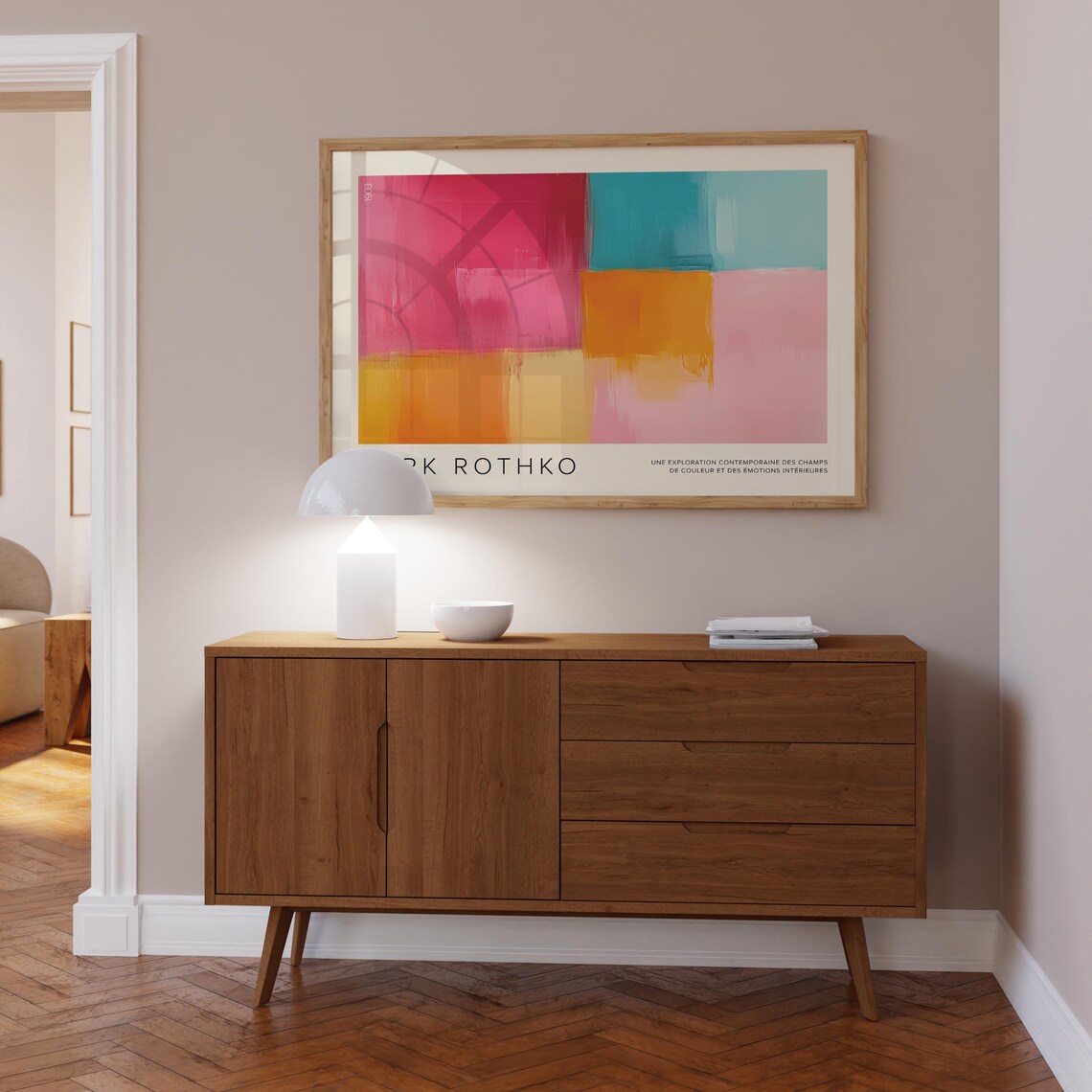 Mark Rothko Pink Orange Teal Color Block Abstract Exhibition Poster - Image 4