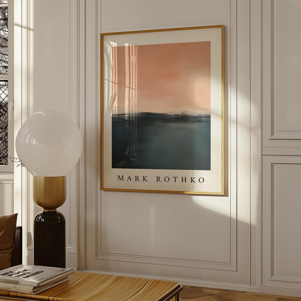 Mark Rothko Sunset Ocean Peach Dark Blue Minimalist Seascape Print - Image 2