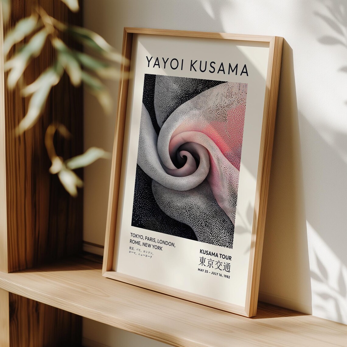 Yayoi Kusama Abstract Pink Dotted Swirl 1982 Tour Art Poster - Image 3