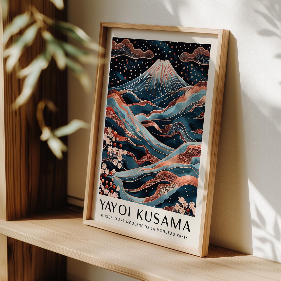 Yayoi Kusama Mount Fuji Night Waves Copper Blossom Scenic Poster - Image 2