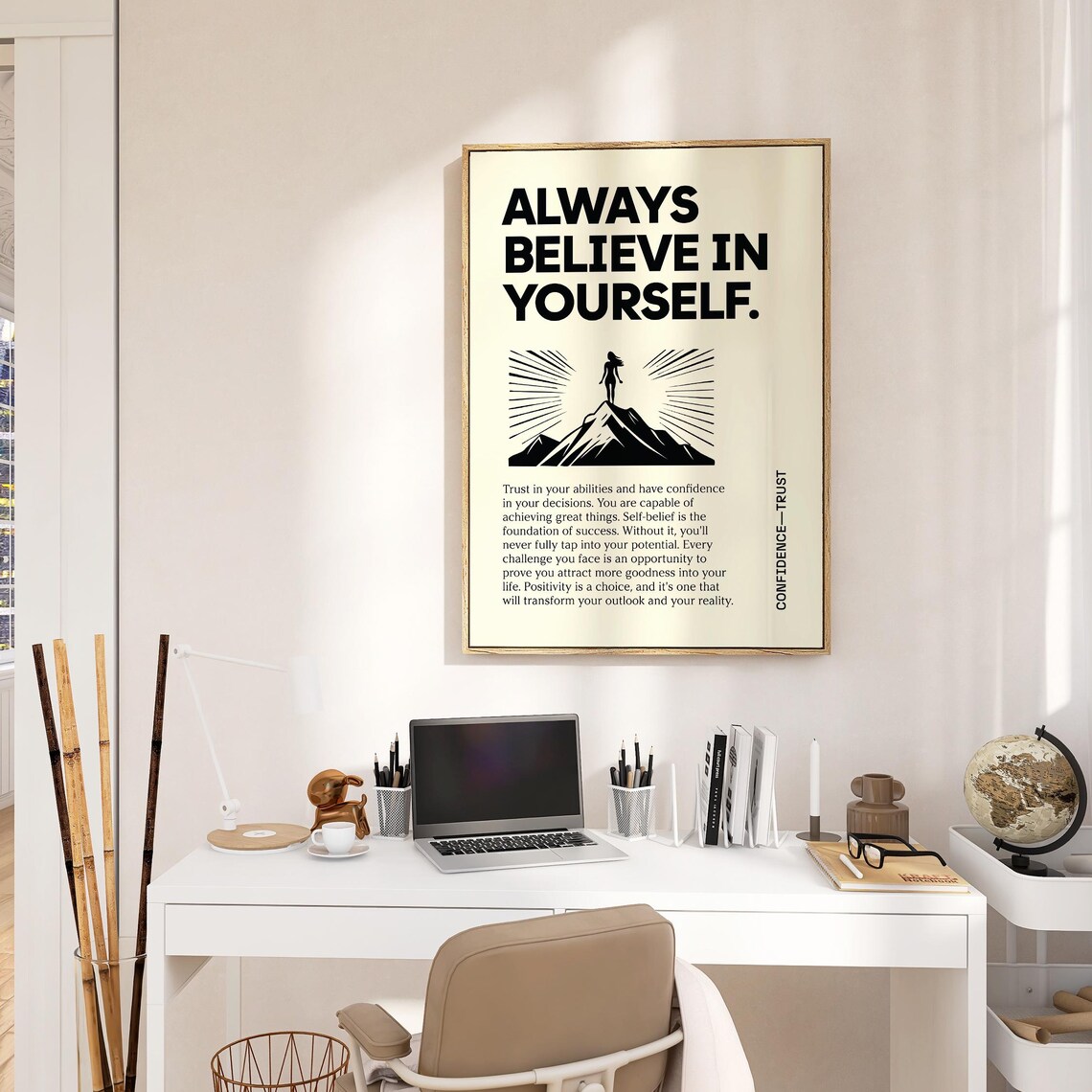 Always Believe In Yourself Motivational Mountain Peak Quote Poster - Image 4