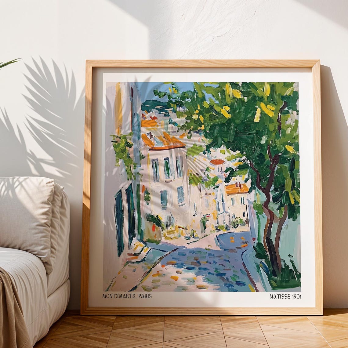 French Artwork Prints Montmartre Paris Street Scene With Colorful Buildings And Trees Matisse Inspired Wall Art - Image 3