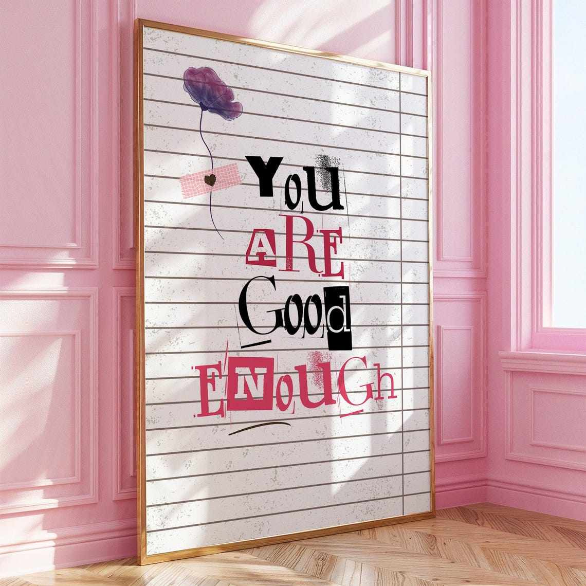 Inspirational Quote You Are Good Enough Wall Art Print Typography Positive Affirmation Decor For Girls Bedroom Office Teen Health Poster