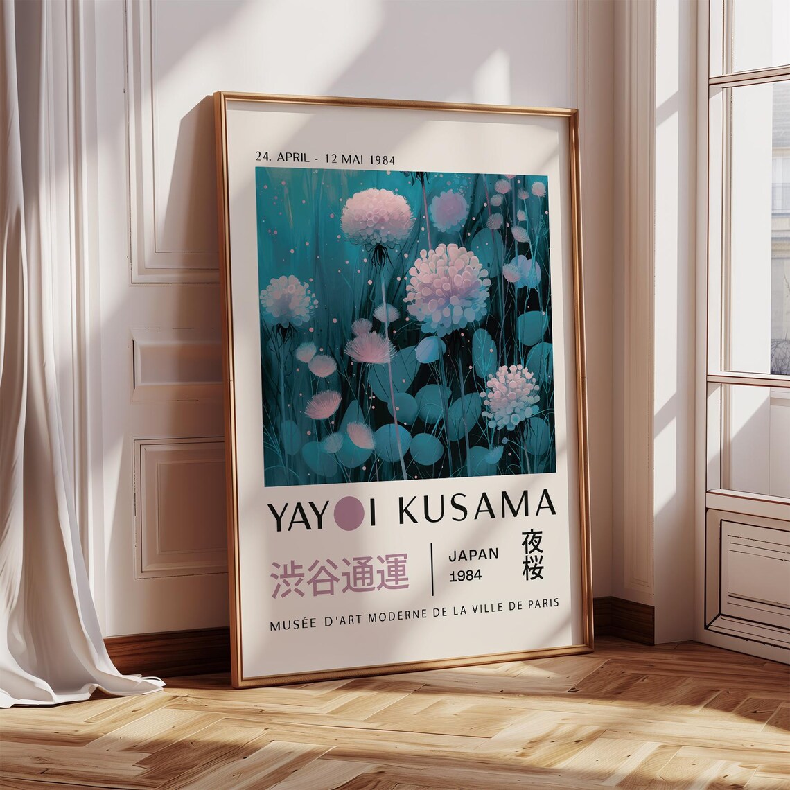 Yayoi Kusama 1984 Floral Exhibition Paris Museum Show Art Poster