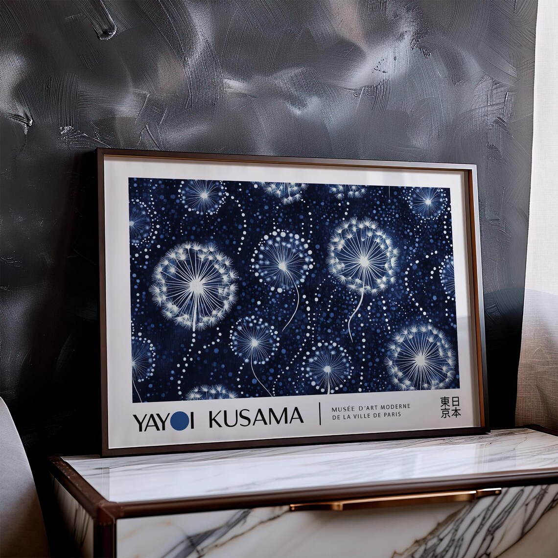 Yayoi Kusama Dandelion Night Sky Starry Blue Exhibition Poster - Image 4