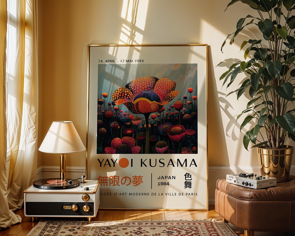 Yayoi Kusama 1984 Giant Dotted Poppy Flower Exhibition Art Poster - Image 4