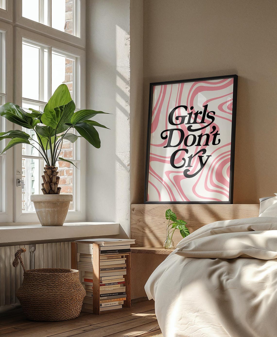 Girls Dont Cry Wall Art Trendy Quote Print Pink Wavy Aesthetic Decor For Bedroom Girl Power Inspirational Poster For Teen Room Gift Girl - Image 2
