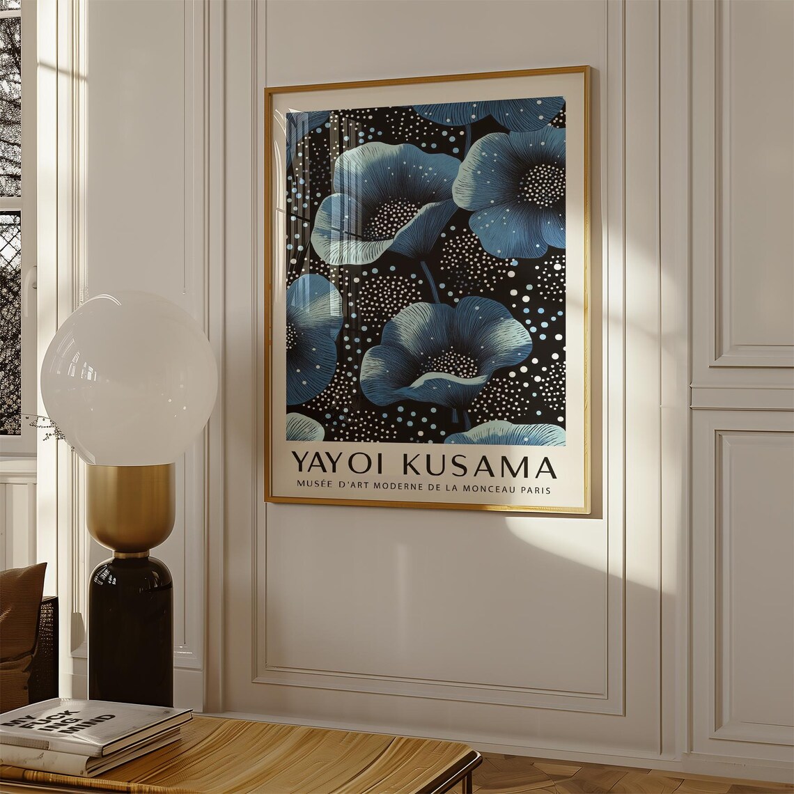 Yayoi Kusama Blue Poppy Flowers Dotted Exhibition Art Poster - Image 3