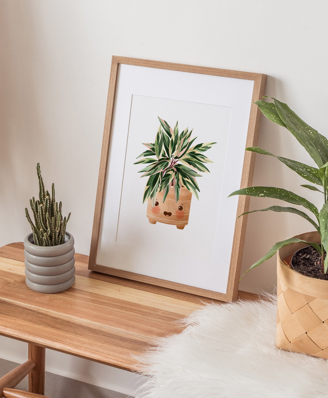 Variegated Stromanthe Triostar in a Smiling Terracotta Pot Poster - Image 2