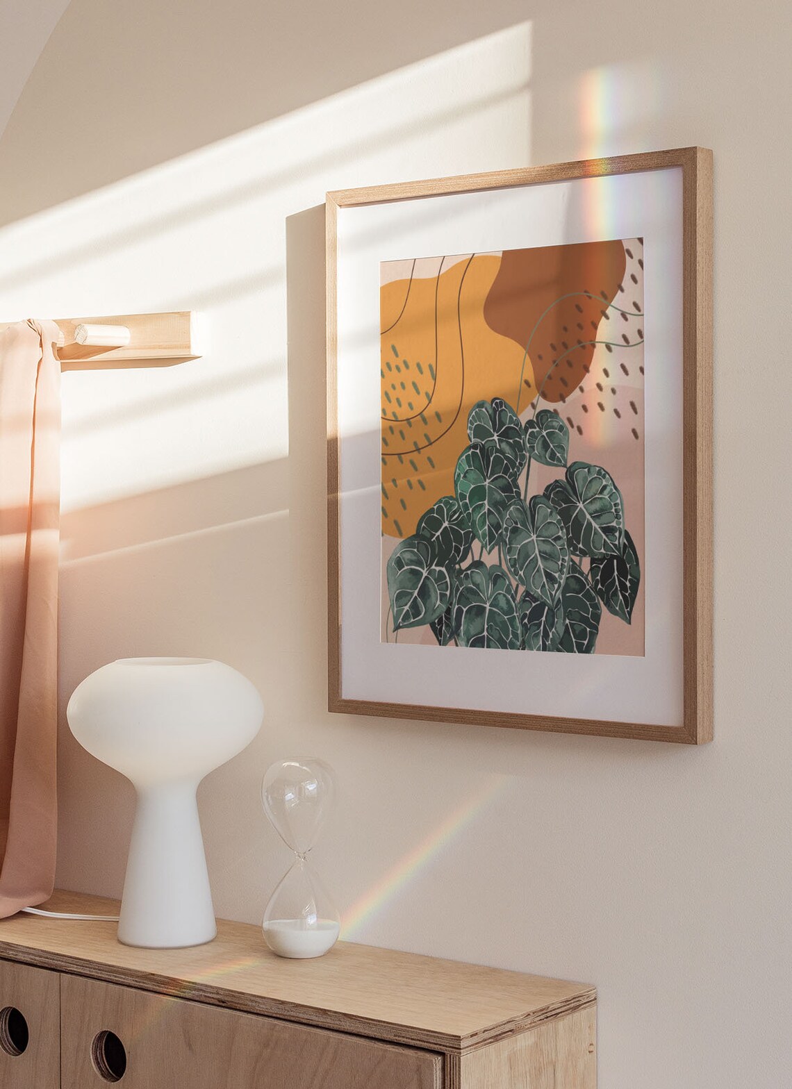 Veined Heart Shaped Leaves Ochre Abstract Botanical Style Poster - Image 2