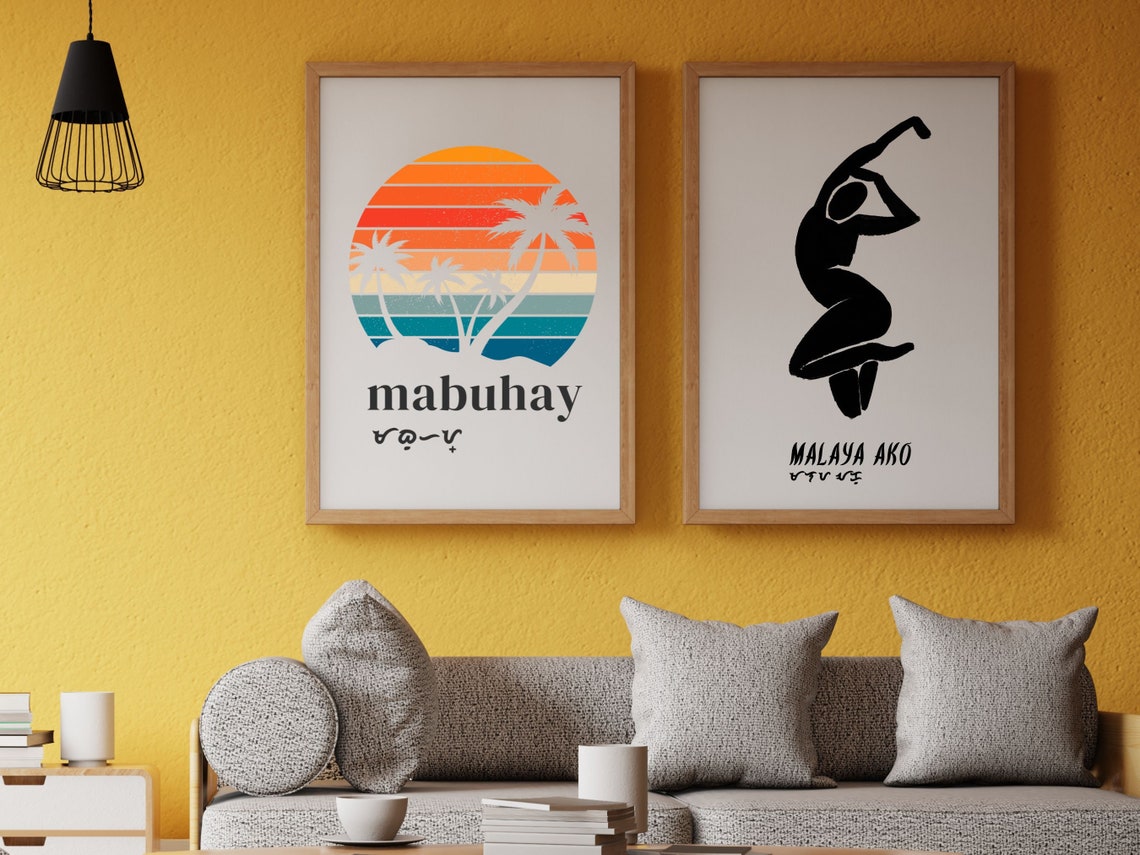 Filipino Mabuhay Greeting Retro Sunset Palms Tropical Culture Poster - Image 5