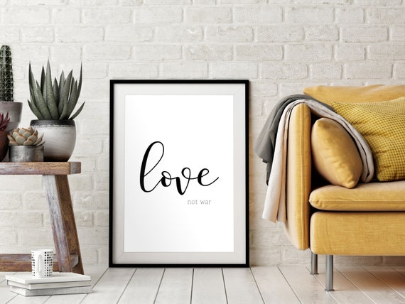 Love Wall Art Decor Love Not War Minimalist Design Home Wall Hanging Decor Black And White Love Quote Poster