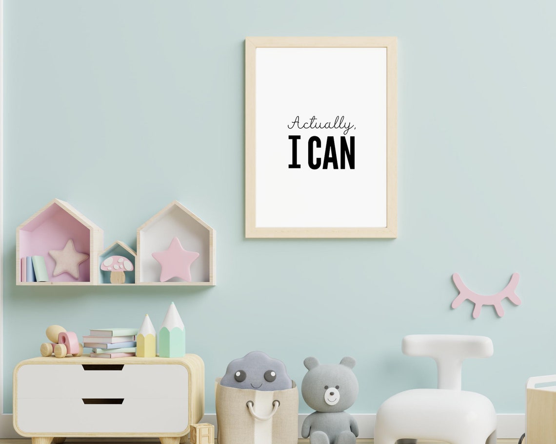 Actually I Can Motivational Script Quote Black White Minimalist Poster - Image 5