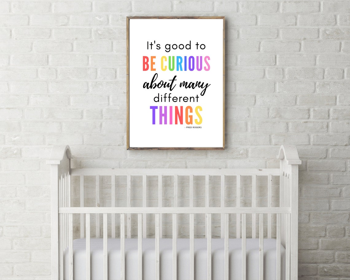 Be Curious about Many Different Things Fred Rogers Rainbow Wall Poster - Image 3