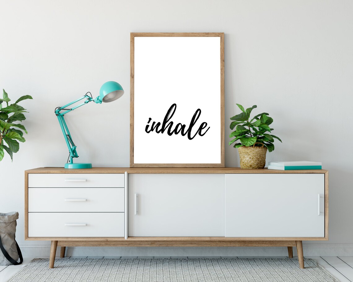 Inhale Black Script Typography Mindfulness Yoga Relaxation Quote Poster - Image 3