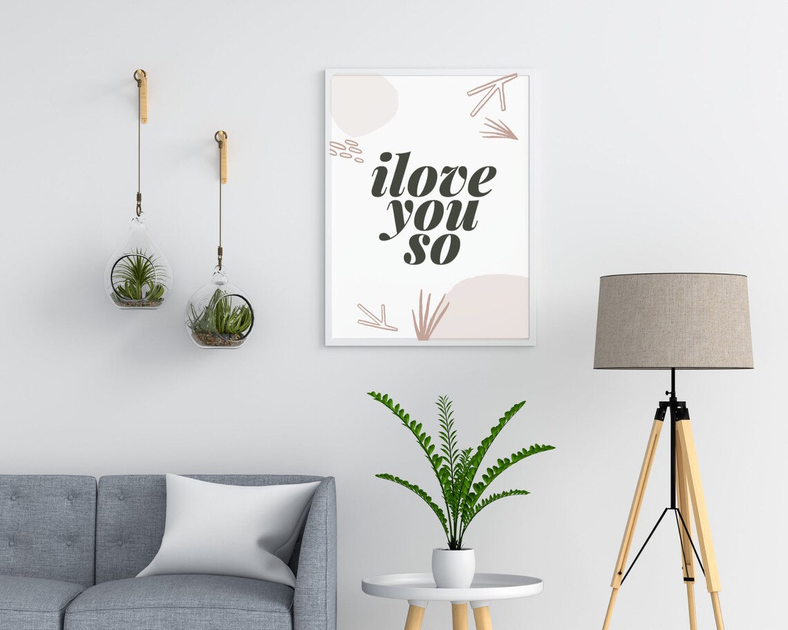 I Love You So Dark Serif Blush Abstract Botanical Love Quote Poster - Image 3