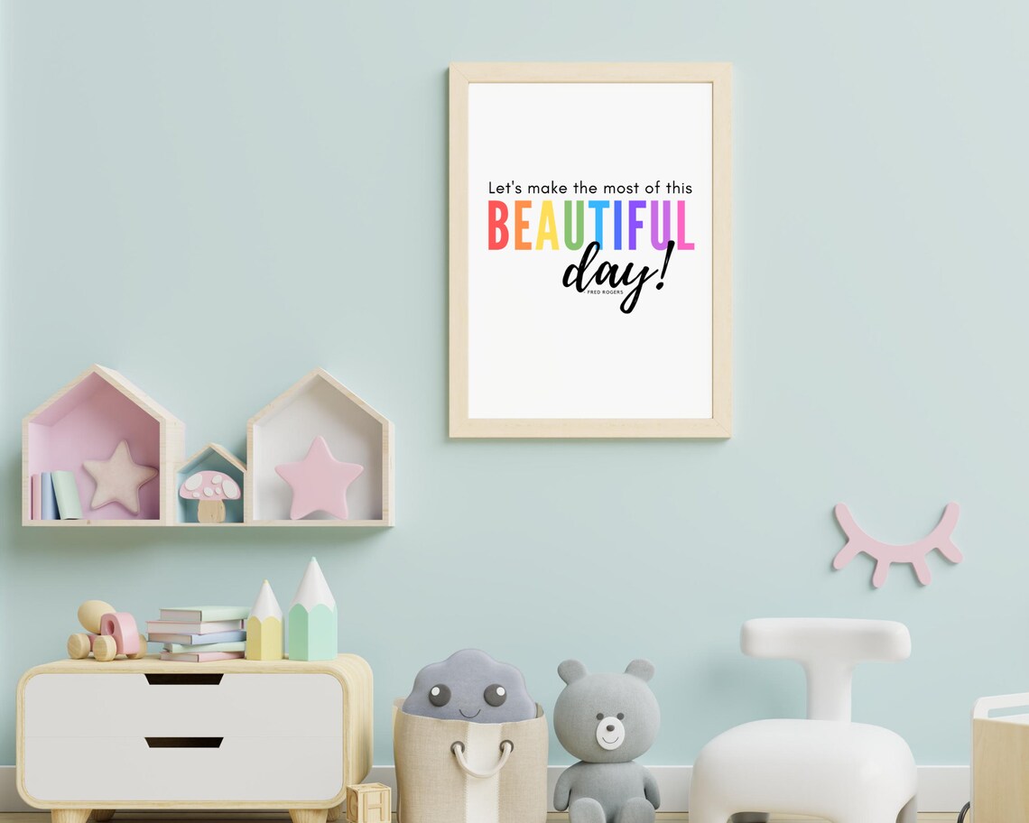 Mister Rogers Make The Most Of This Beautiful Day Rainbow Kids Poster - Image 2