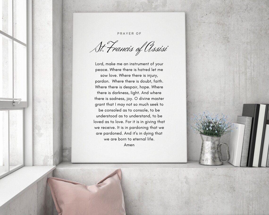 Prayer Of St. Francis Black And White Art Print - Image 3