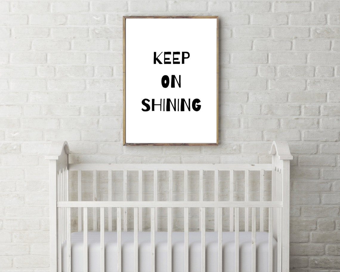 Keep on Shining Hand Lettered Minimalist Black White Quote Poster - Image 4