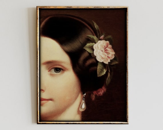 Altered Vintage Art Eclectic Wall Portrait Print Beautiful Woman Decor Painting