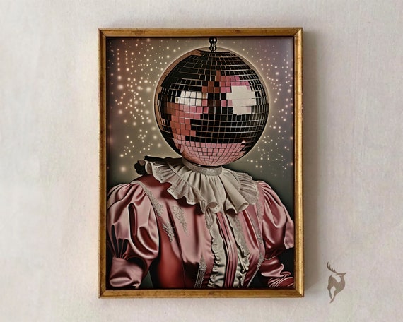 Funky Wall Art Maximalist Decor Funny Altered Quirky Feminine Portrait Eclectic Gallery Print