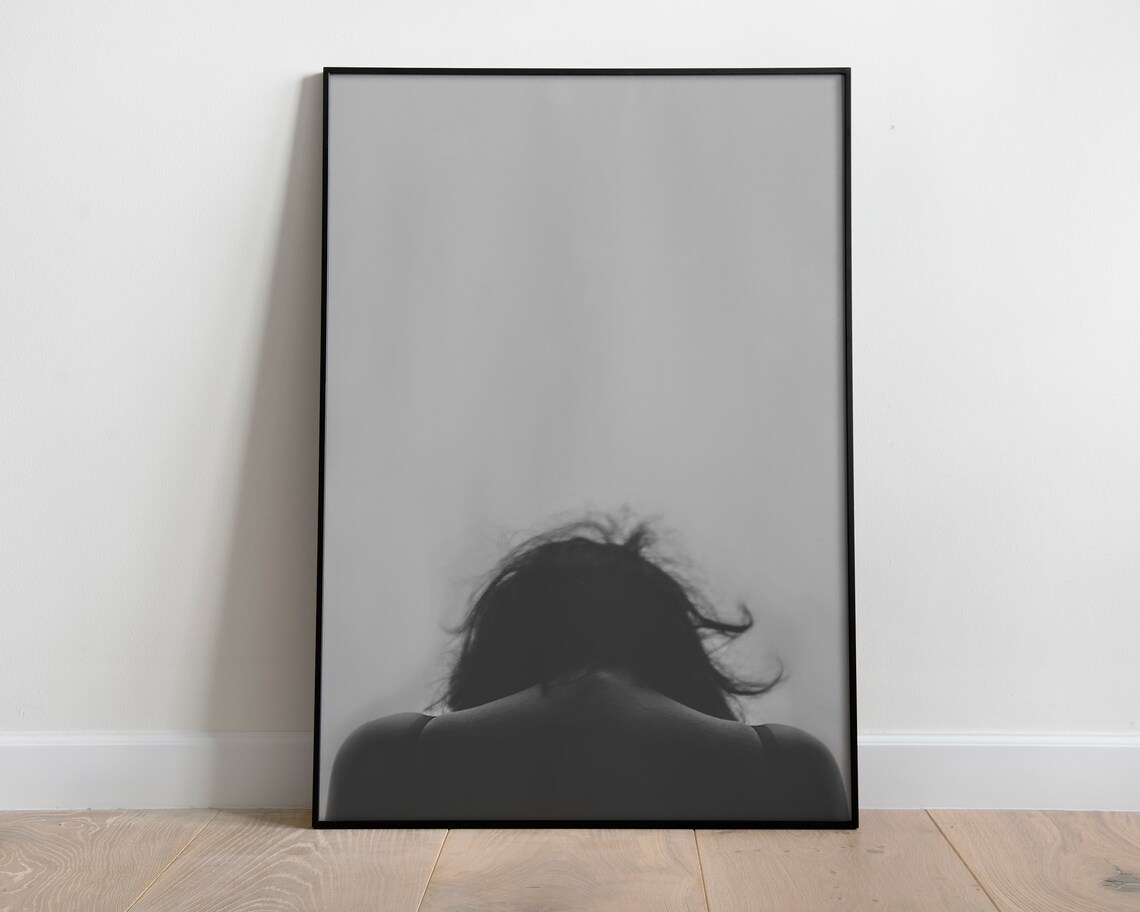 Woman Silhouette Moody Black and White Fine Art Photography Poster