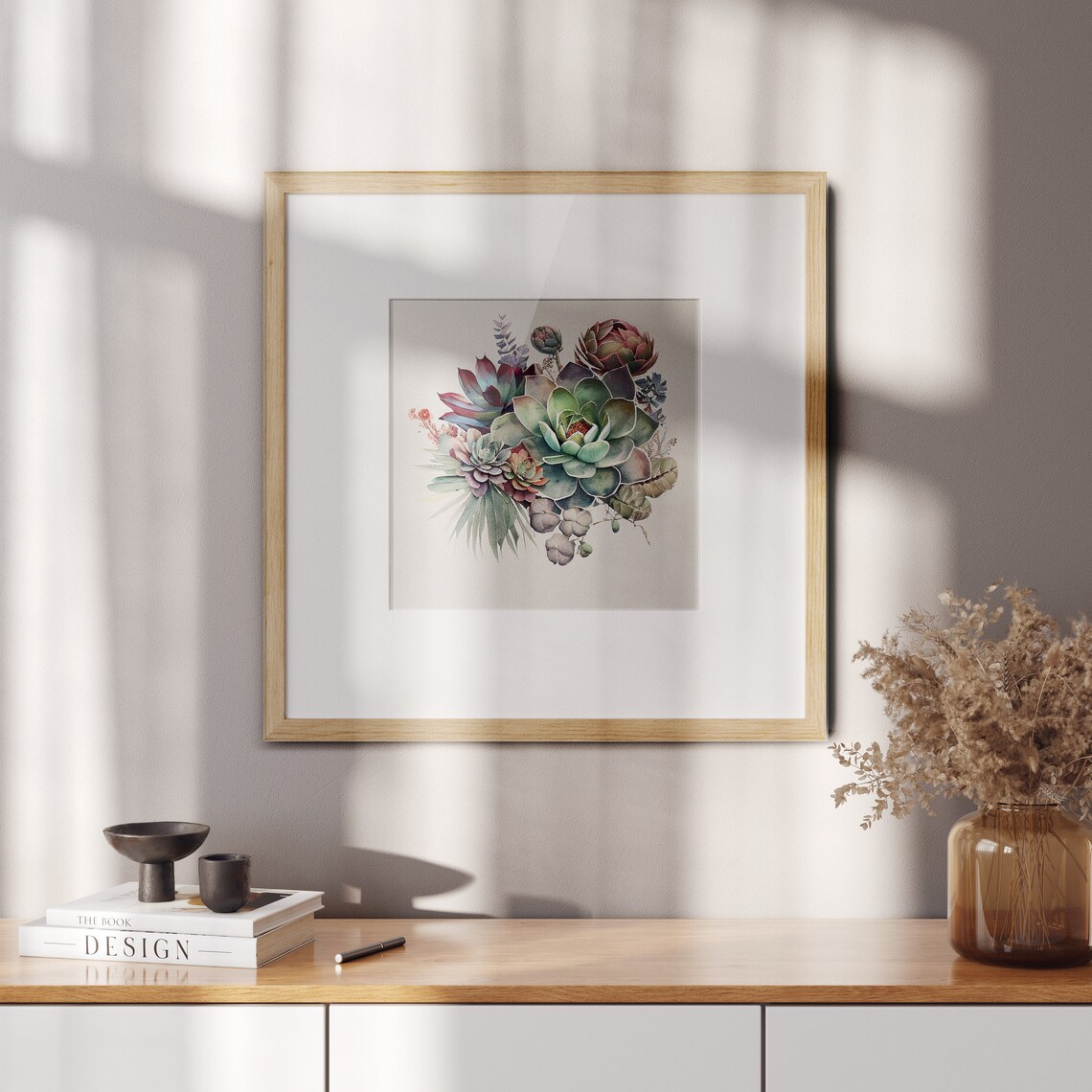 Jewel Tone Succulent Arrangement Dark Watercolor Botanical Art Print - Image 2