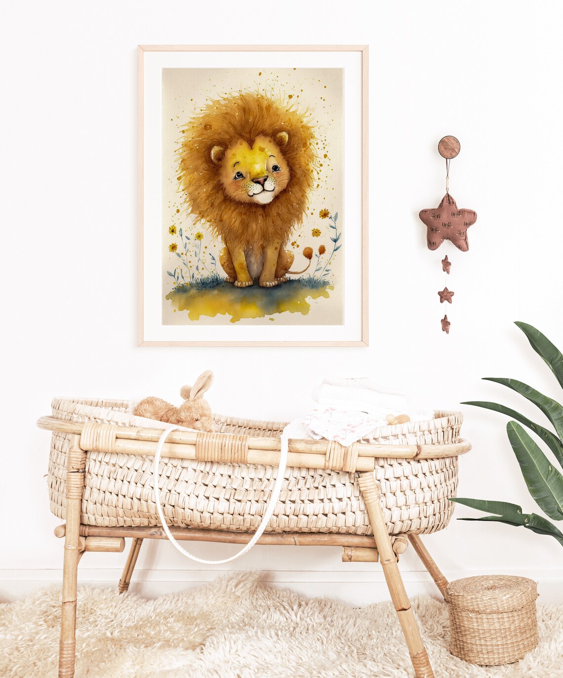 Baby Lion Golden Mane Watercolor Nursery Animal Art Decor Poster - Image 3