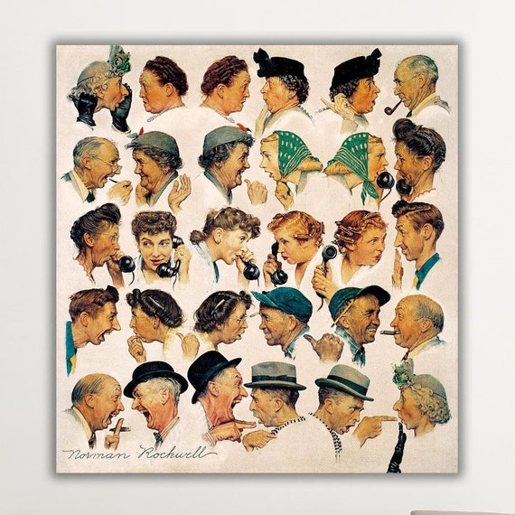 Norman Rockwell Canvas Print The Gossips Illustration Poster