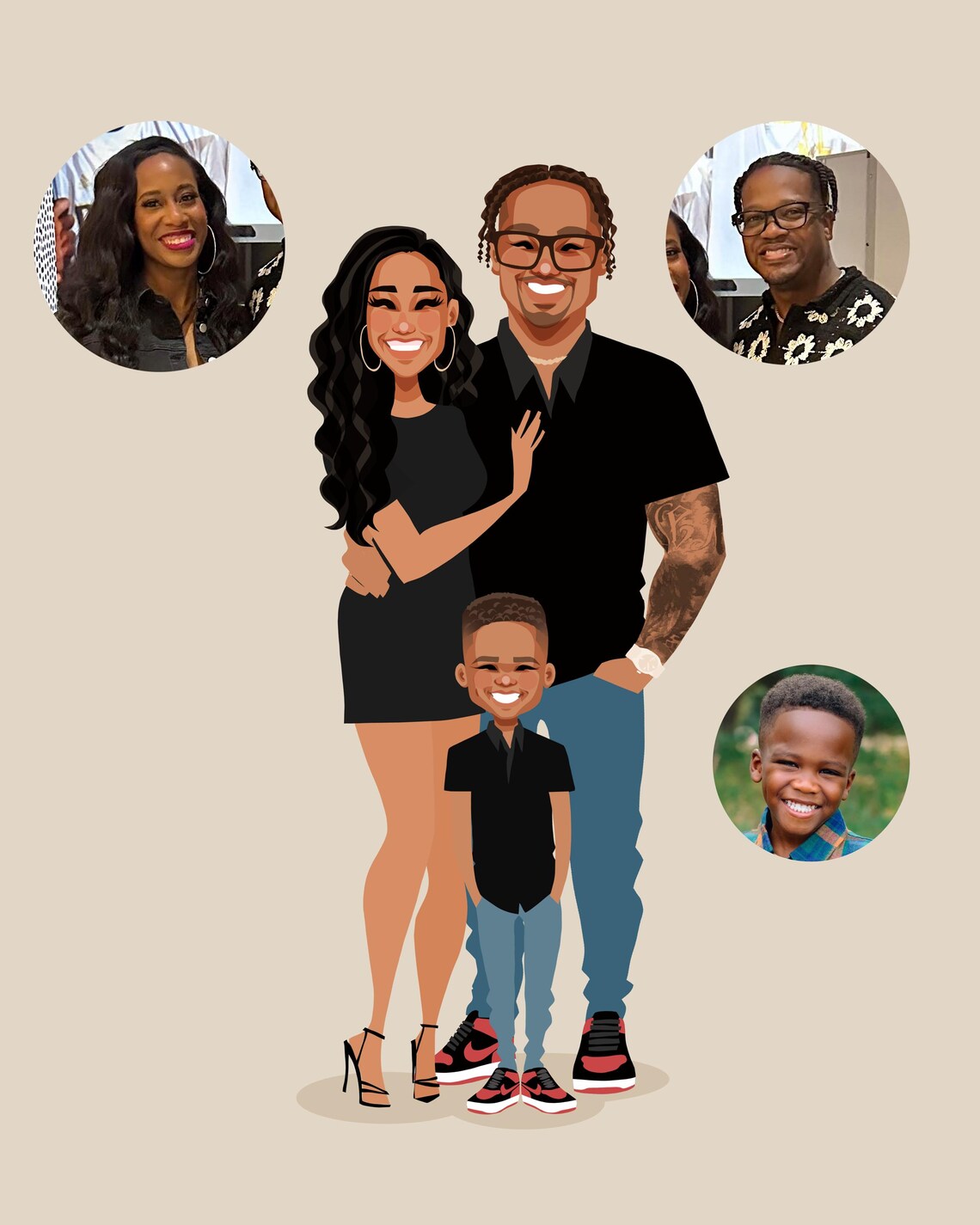Family Of 3 Custom Portrait Personalized Family Portrait Anniversary Gift Mothers Day Gift Family Drawing Custom Portrait Drawing - Image 5