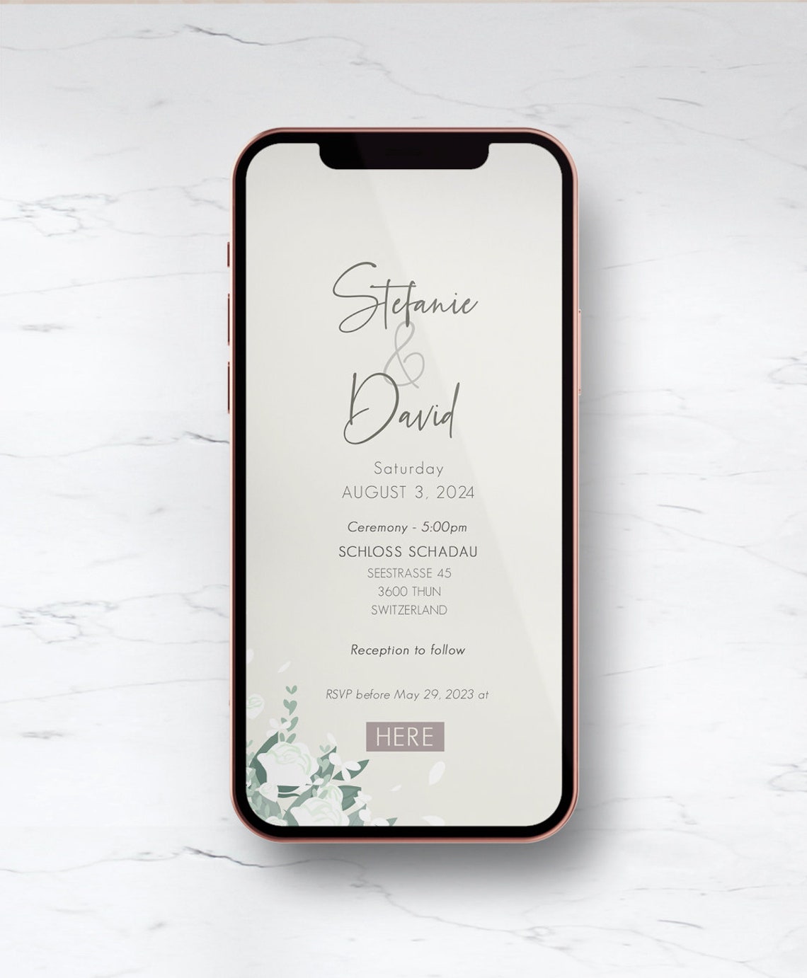 Custom Two Sided Wedding Invitation With Couple Portrait Print - Image 4