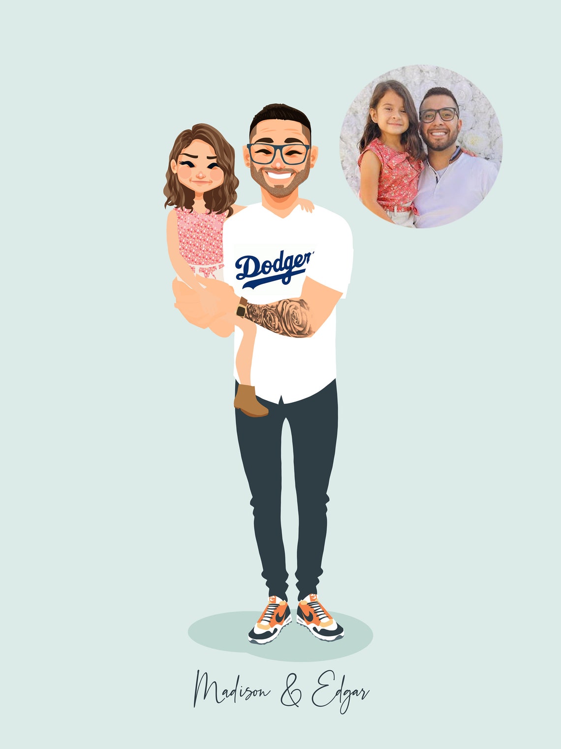 Dada and Booboo Custom Runner Dad with Toddler Portrait Poster - Image 3