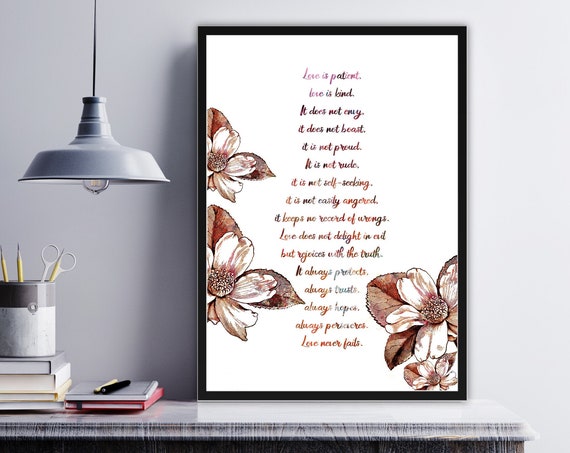 Love Is Patient Kind Poem Print Inspirational Quote Wall Art Minimalist Abstract Poster Romantic Gift Home Decor Living Room