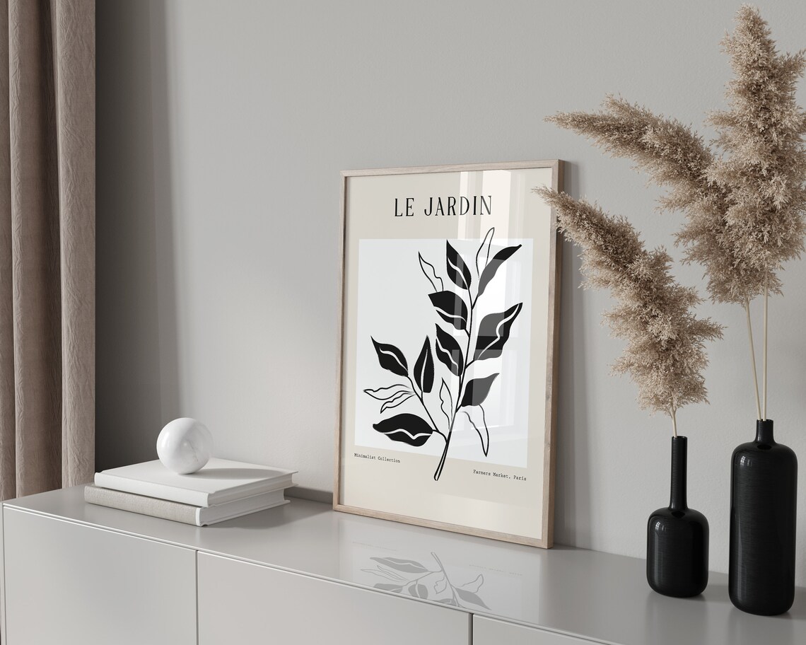 Le Jardin Minimalist Botanical Leaf Branch Paris Farmers Market Poster - Image 2