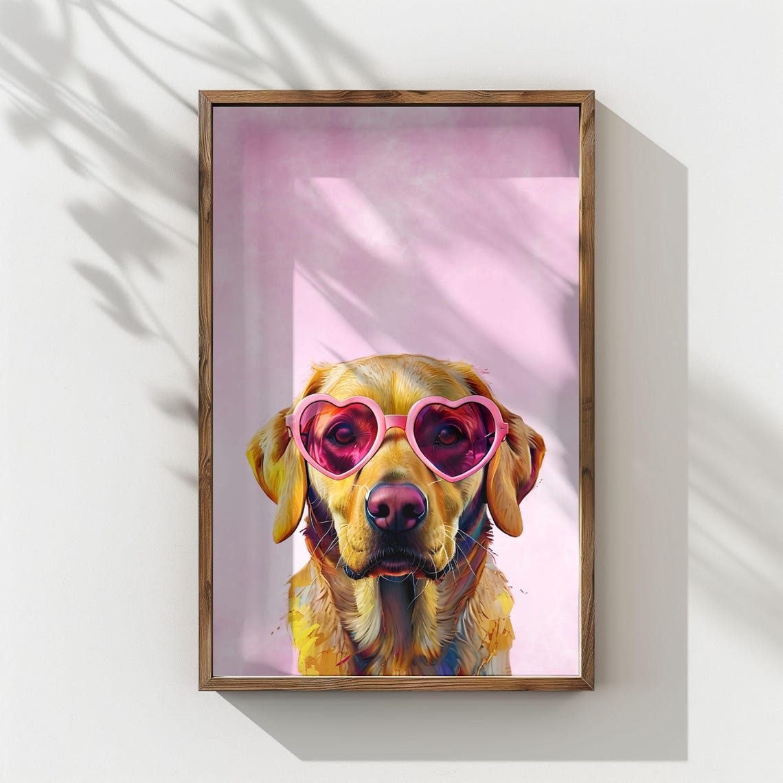 Golden Retriever Dog Pink Heart Sunglasses Cute Funny Poster