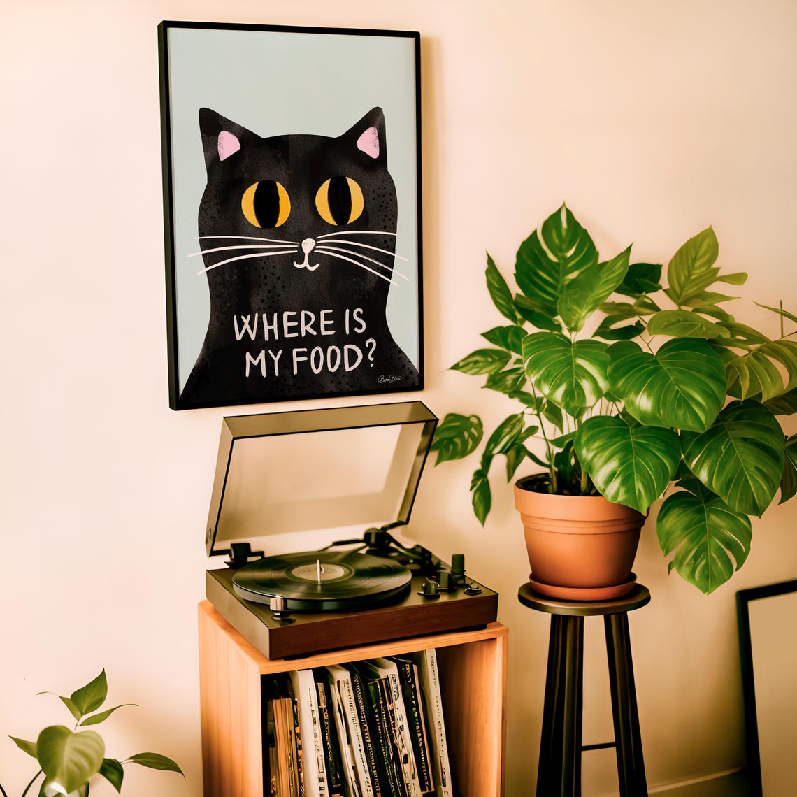 Hungry Cat Poster Cat Owner Gift Cat Food Funny Cat Lover Gift Prints Large Printable Art - Image 8