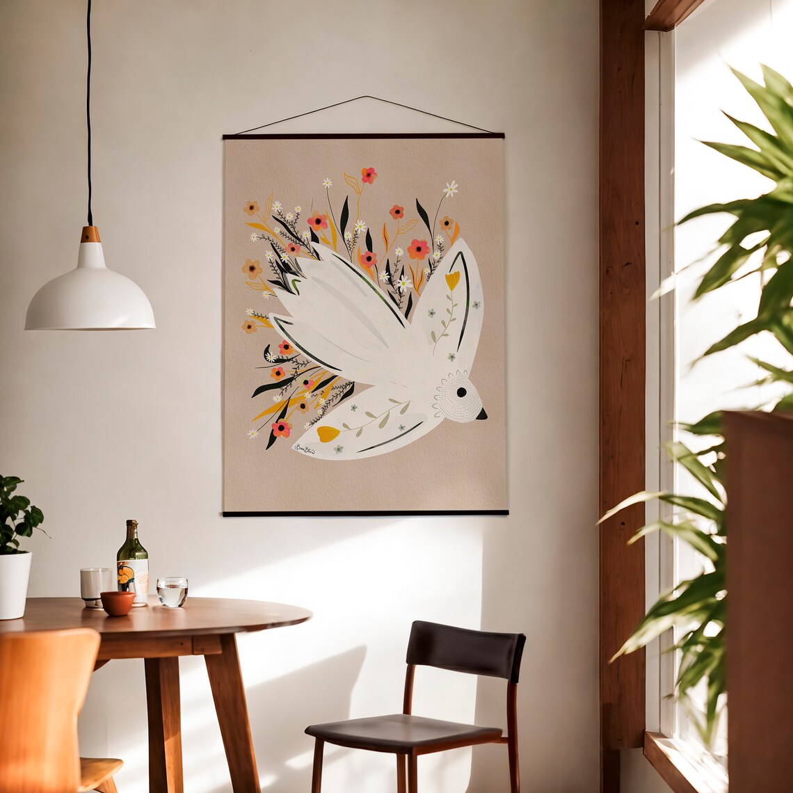 Seagull Floral Poster, Nordic Scandinavian Art Print