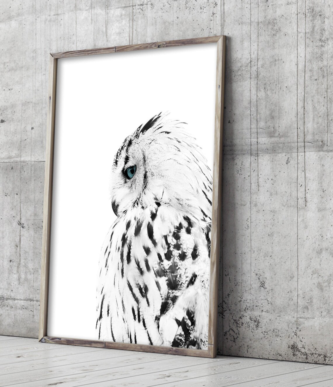 White Owl Scandinavian Black-and-White Art Print - Image 3