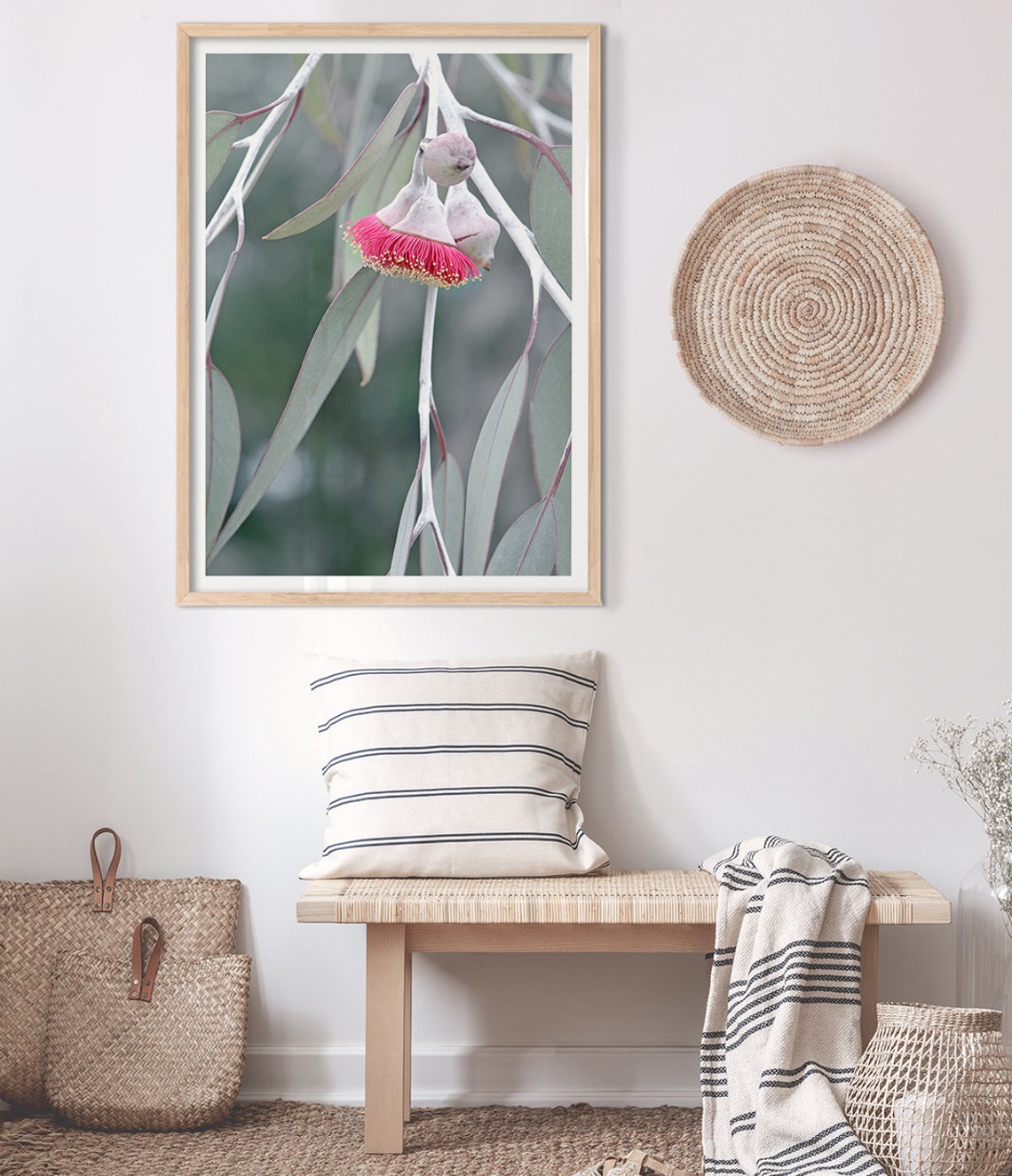Pink Gum Blossom Eucalyptus Flower Grey Green Leaves Botanical Poster - Image 3