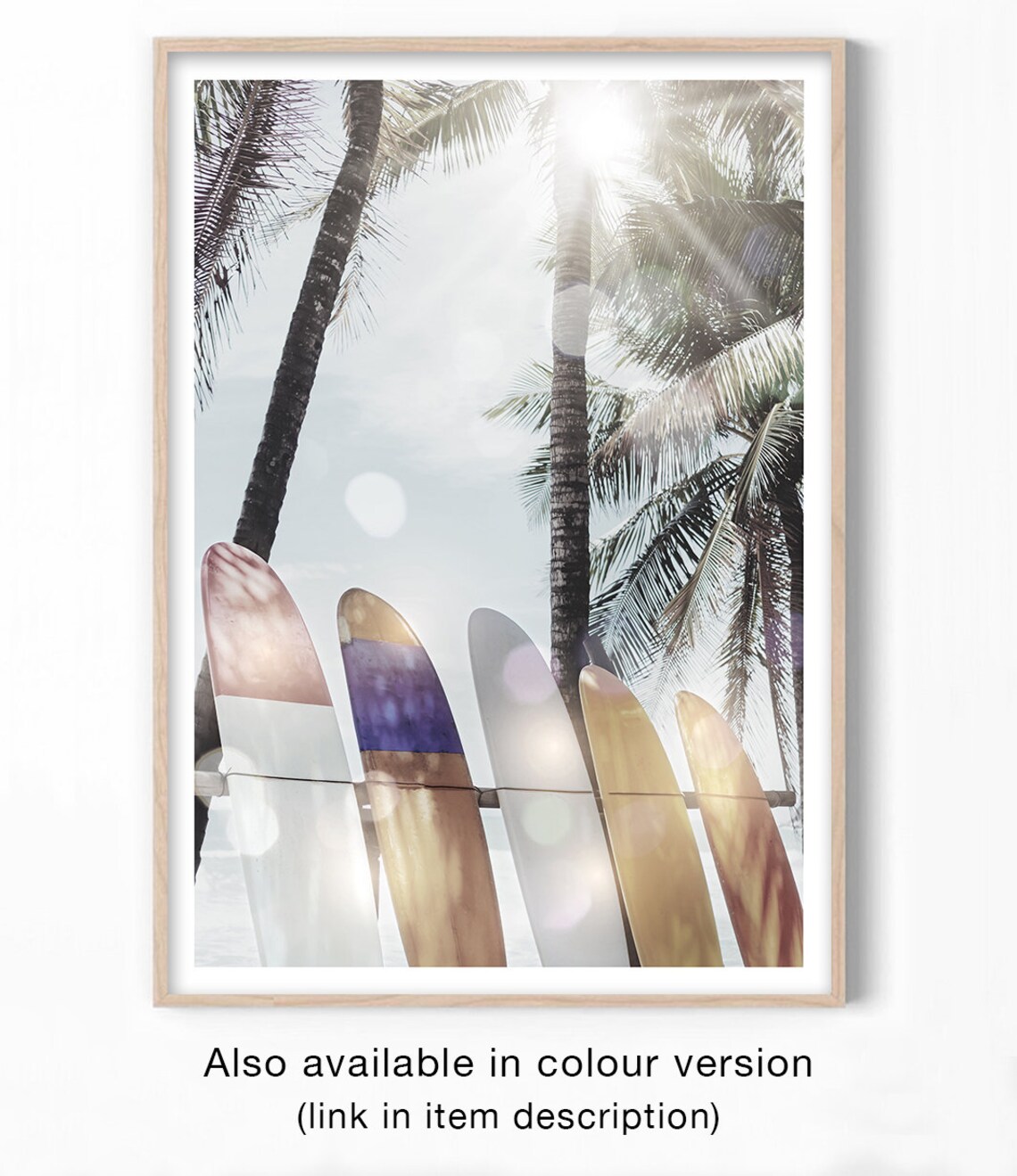 Surfboard Art Print, Black And White Beach Decor - Image 2