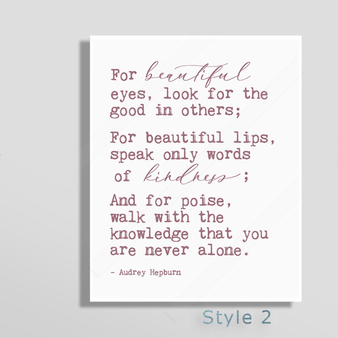 Audrey Hepburn Beautiful Eyes Quote Print Kindness and Poise Blush Watercolor Decor - Image 3