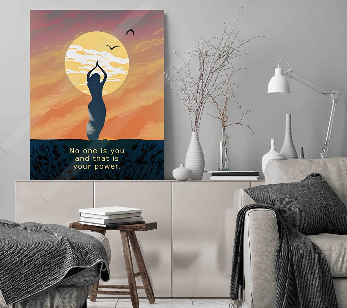 No One Is You And That Is Your Power Sunset Silhouette Quote Poster - Image 2